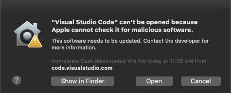 Visual Studio Code Can't Be Opened Image